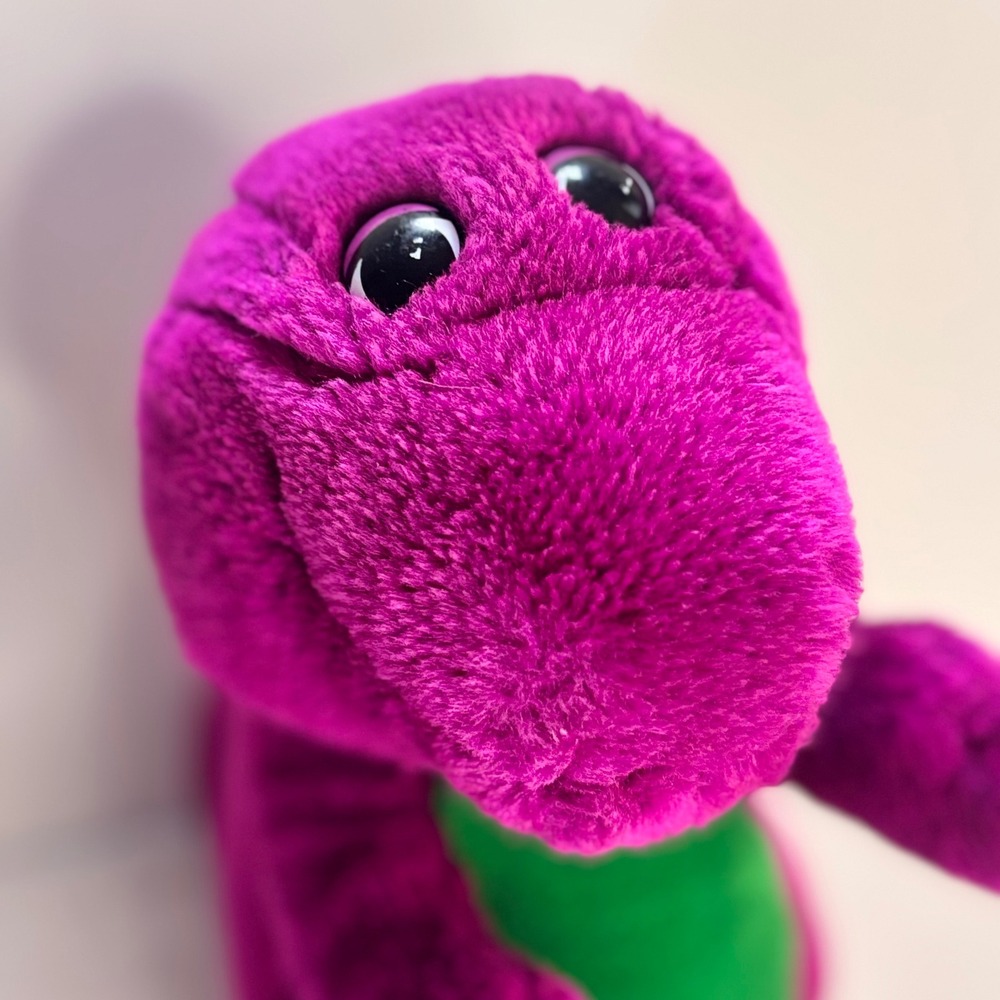 Vintage Barney Dinosaur Plush 12" Stuffed Animal Purple Green 90s Toy Stuffed - Picture 5 of 7